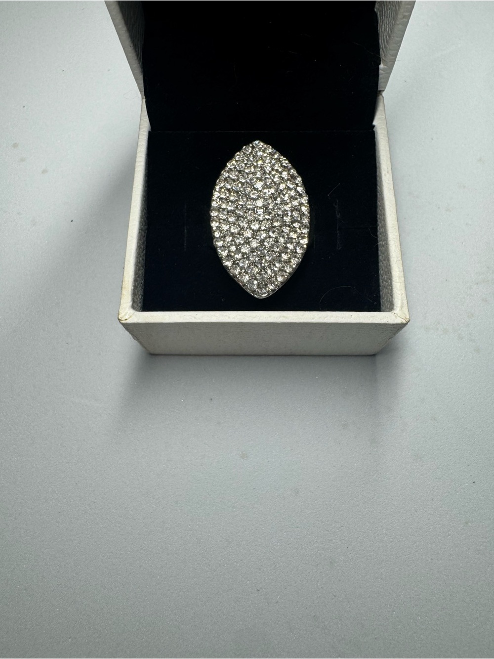 Clear Crystal Pavé Marquise Cocktail Ring - Women Jewelry